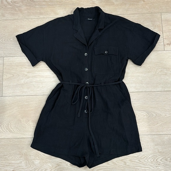 Madewell Lightspun Belted Safari Romper - Picture 1 of 4